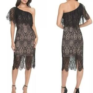 Dress the Population Violet One Shoulder Lace Sheath Dress NWT Size XLarge